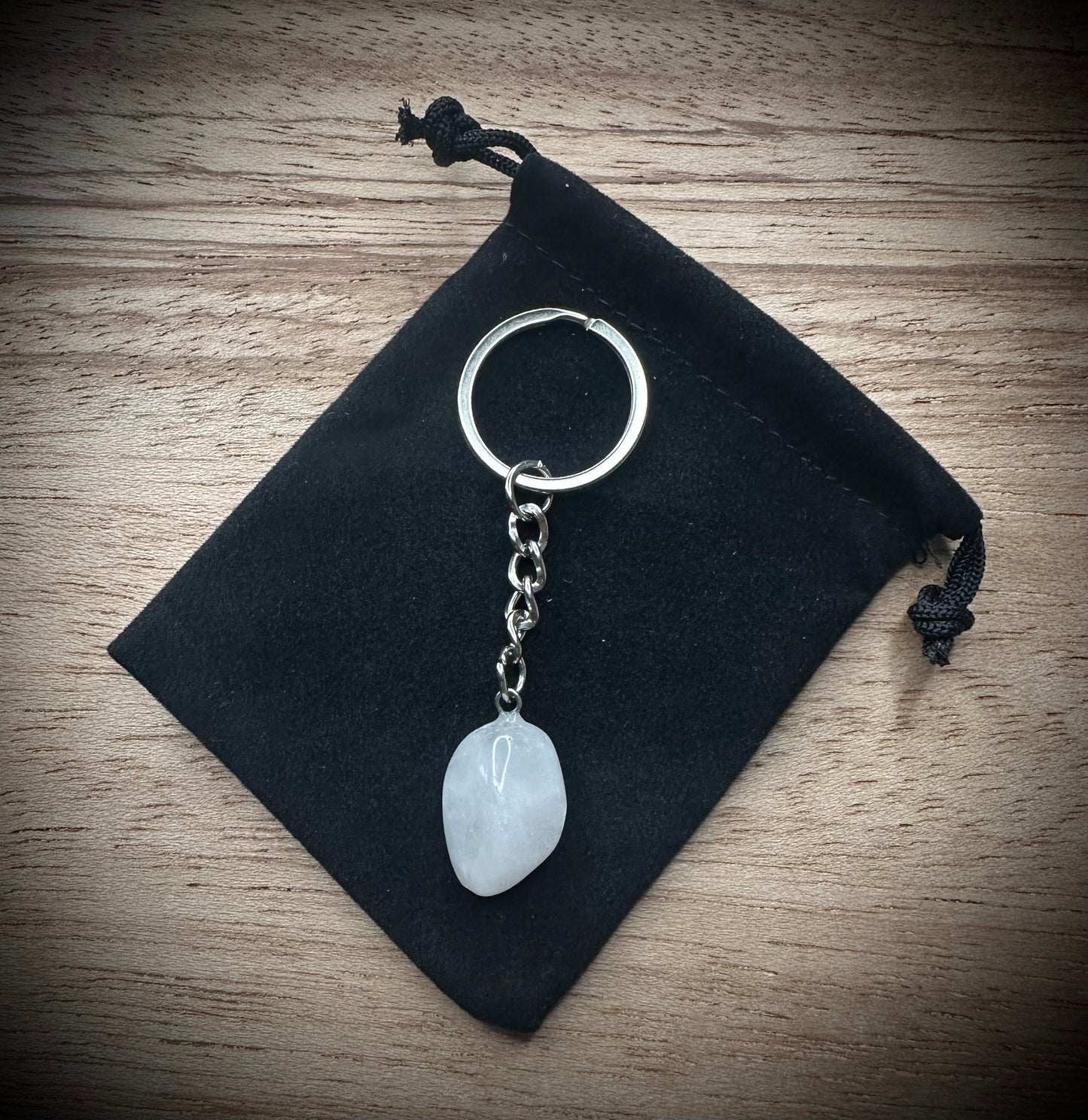 Milky Quartz Stone Keyring