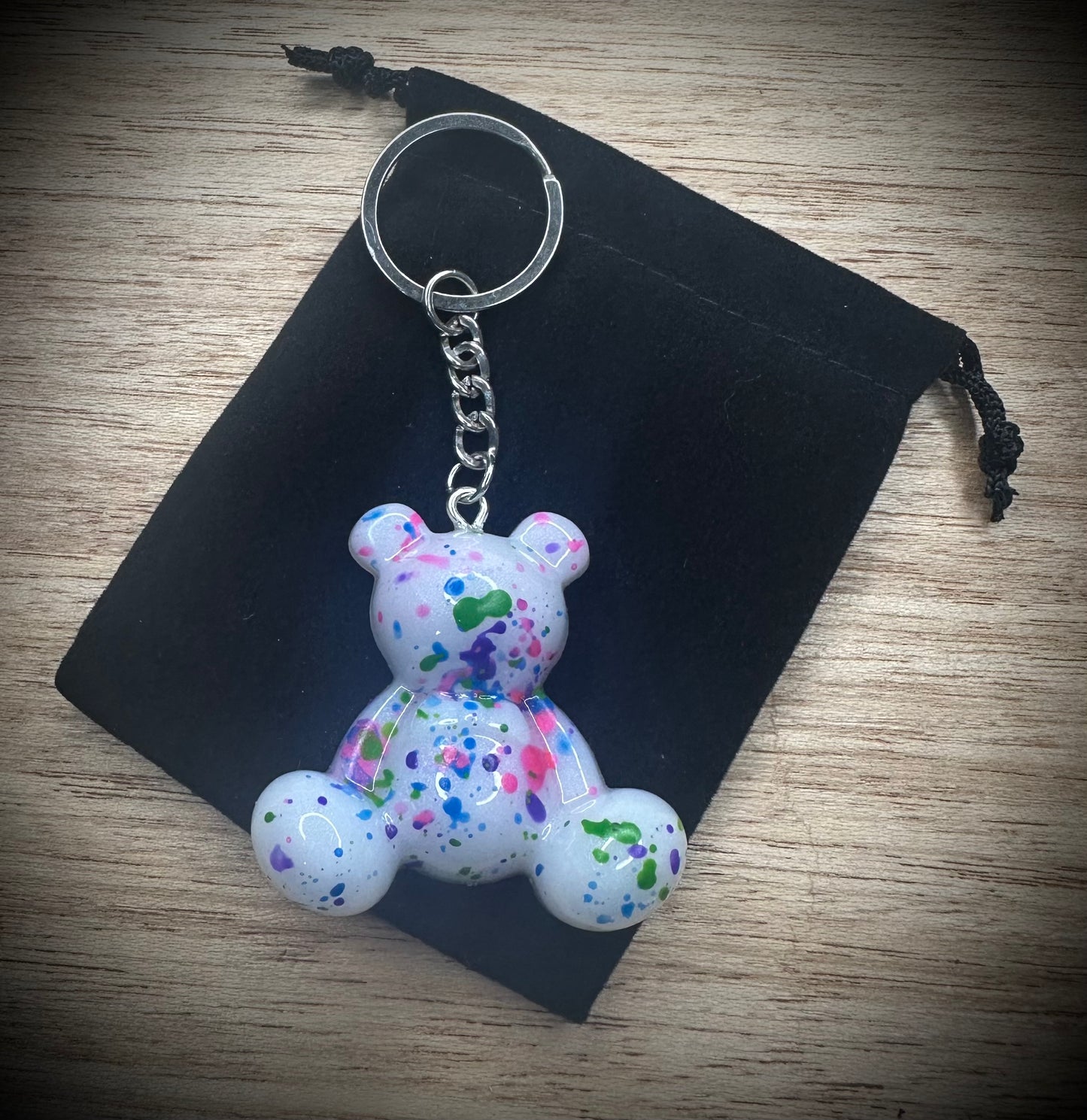 Small- Pearl Tone Resin Bear Cling Buddy Keyring