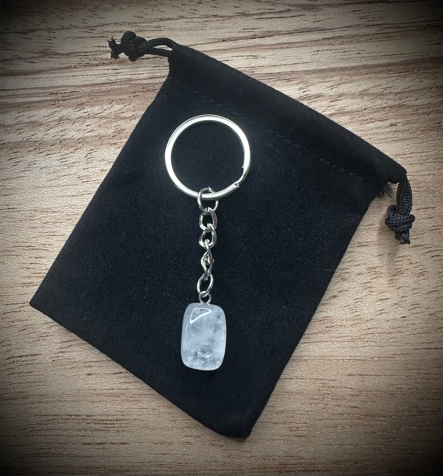 Milky Quartz Stone Keyring