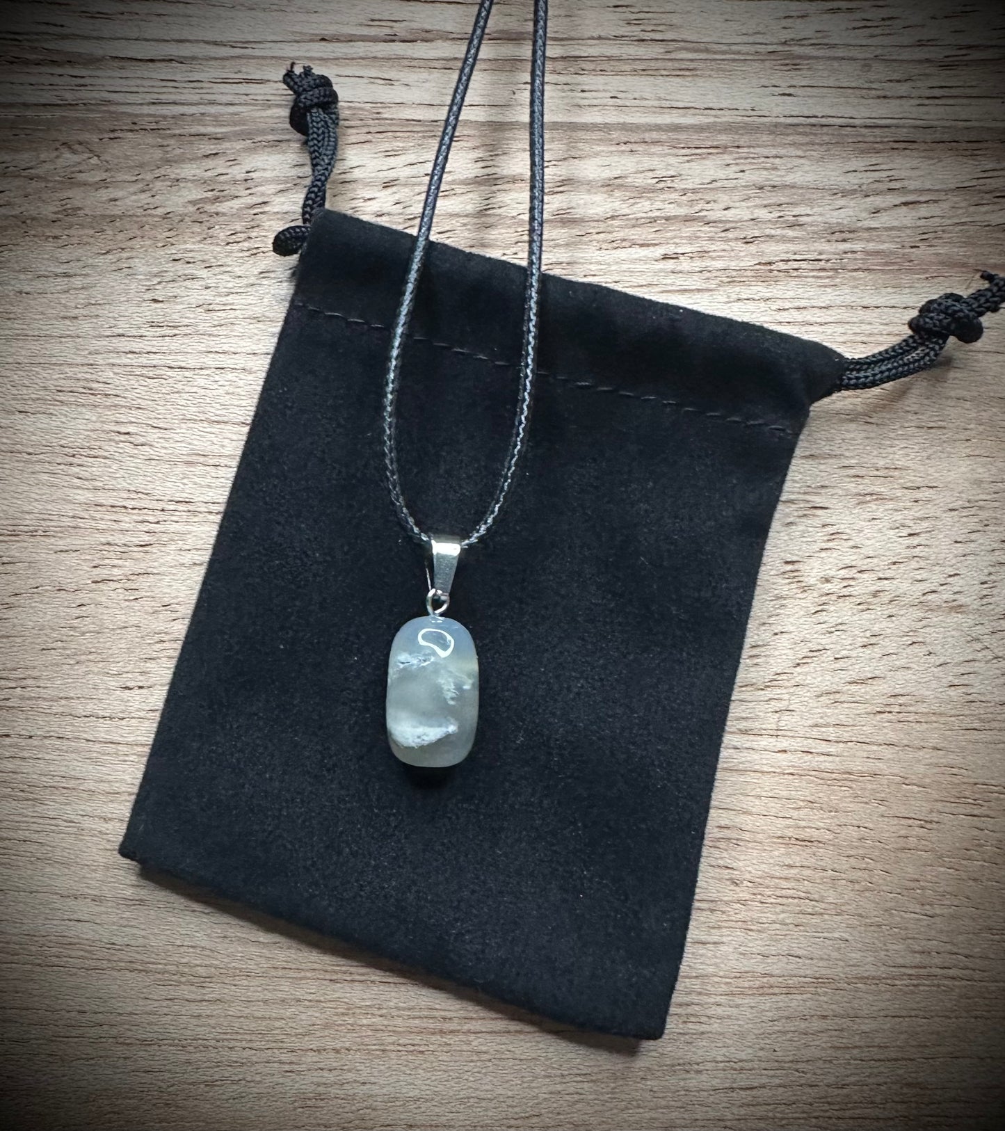 Moss Agate Black Corded Necklace
