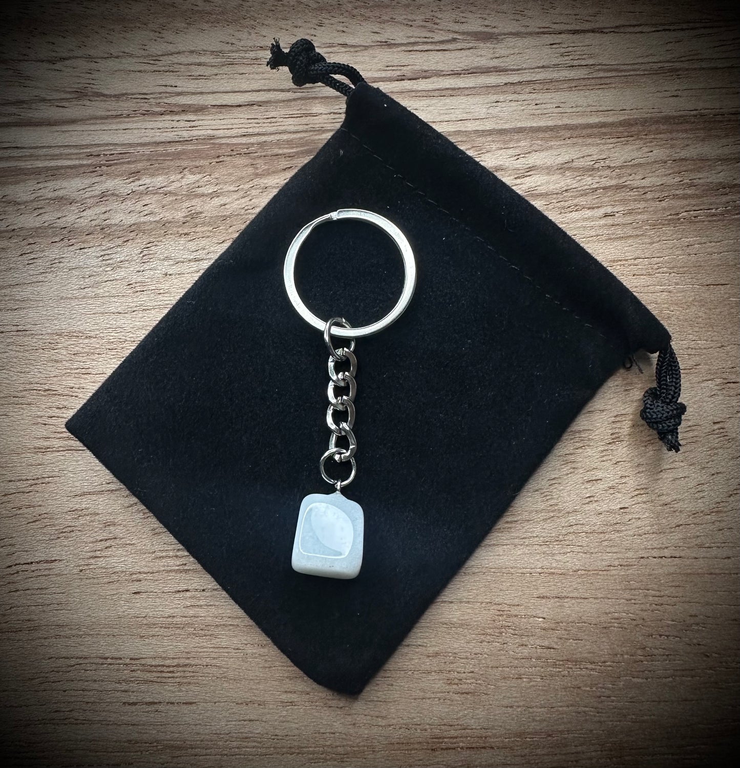 Milky Quartz Stone Keyring