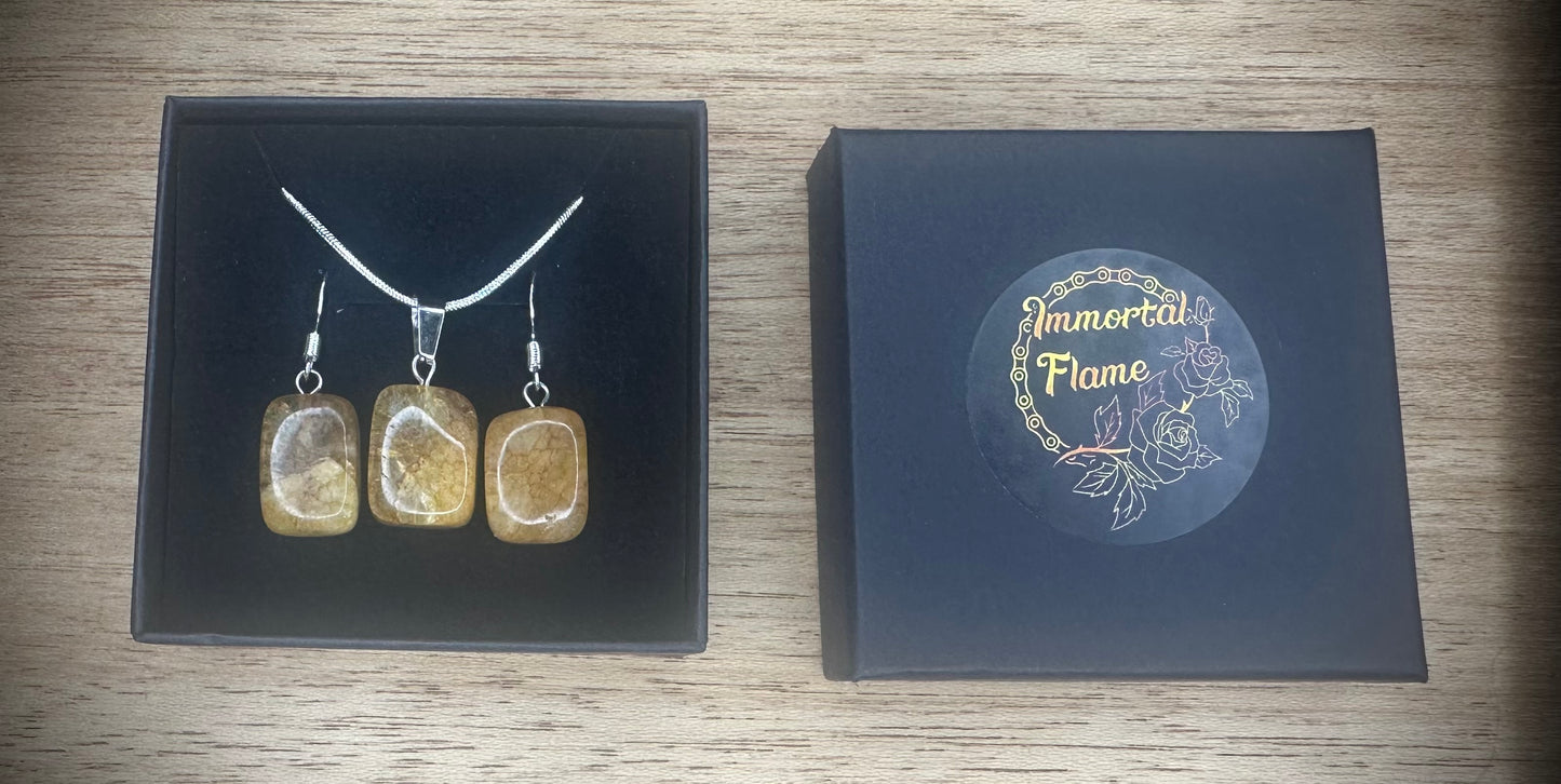 Ferruginous Quartz Sterling Silver Necklace and Earing Set