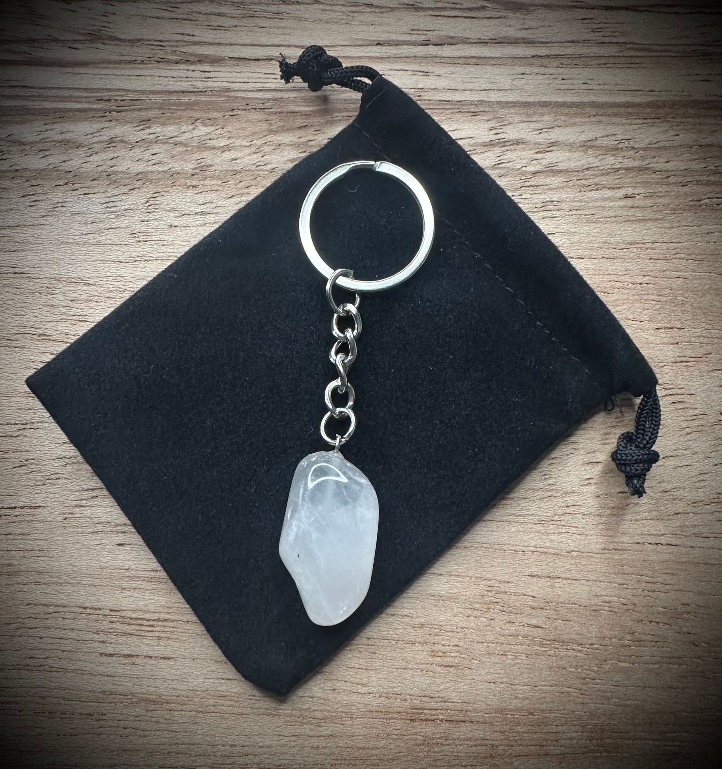 Milky Quartz Stone Keyring