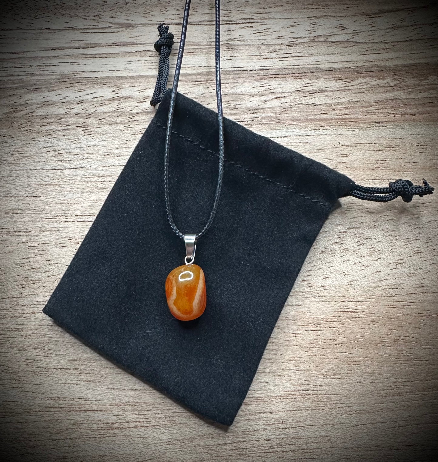 Carnelian Agate Black Corded Necklace