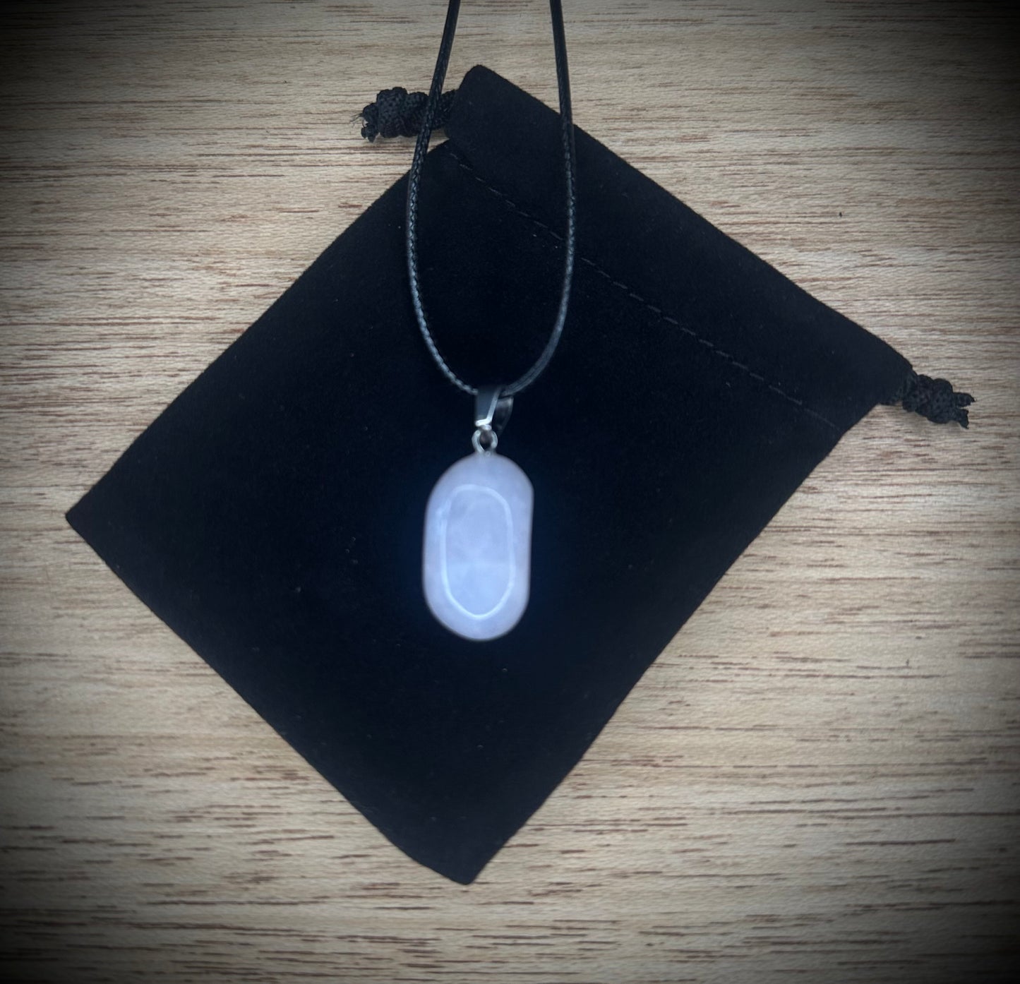 Rose Quartz Corded Black Necklace