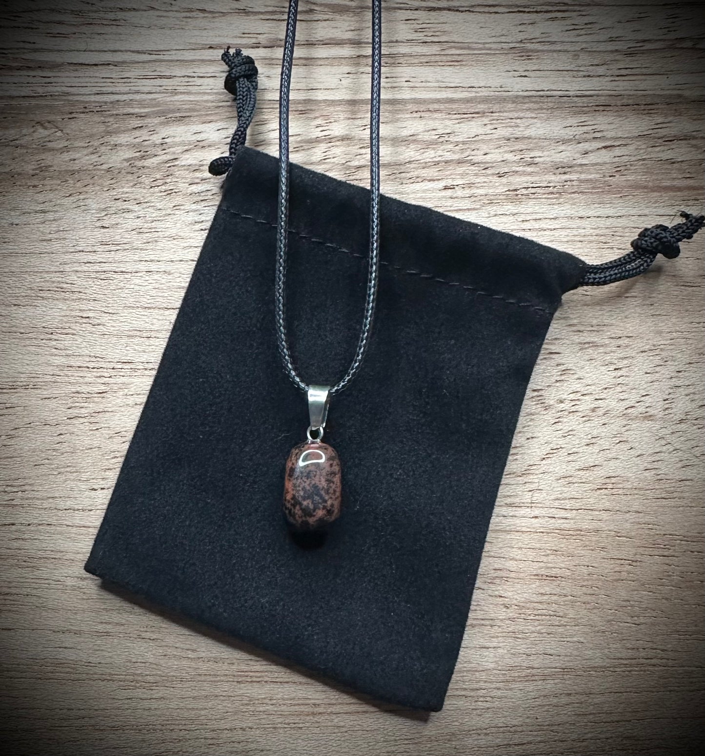 Mahogany Obsidian Black Corded Necklace