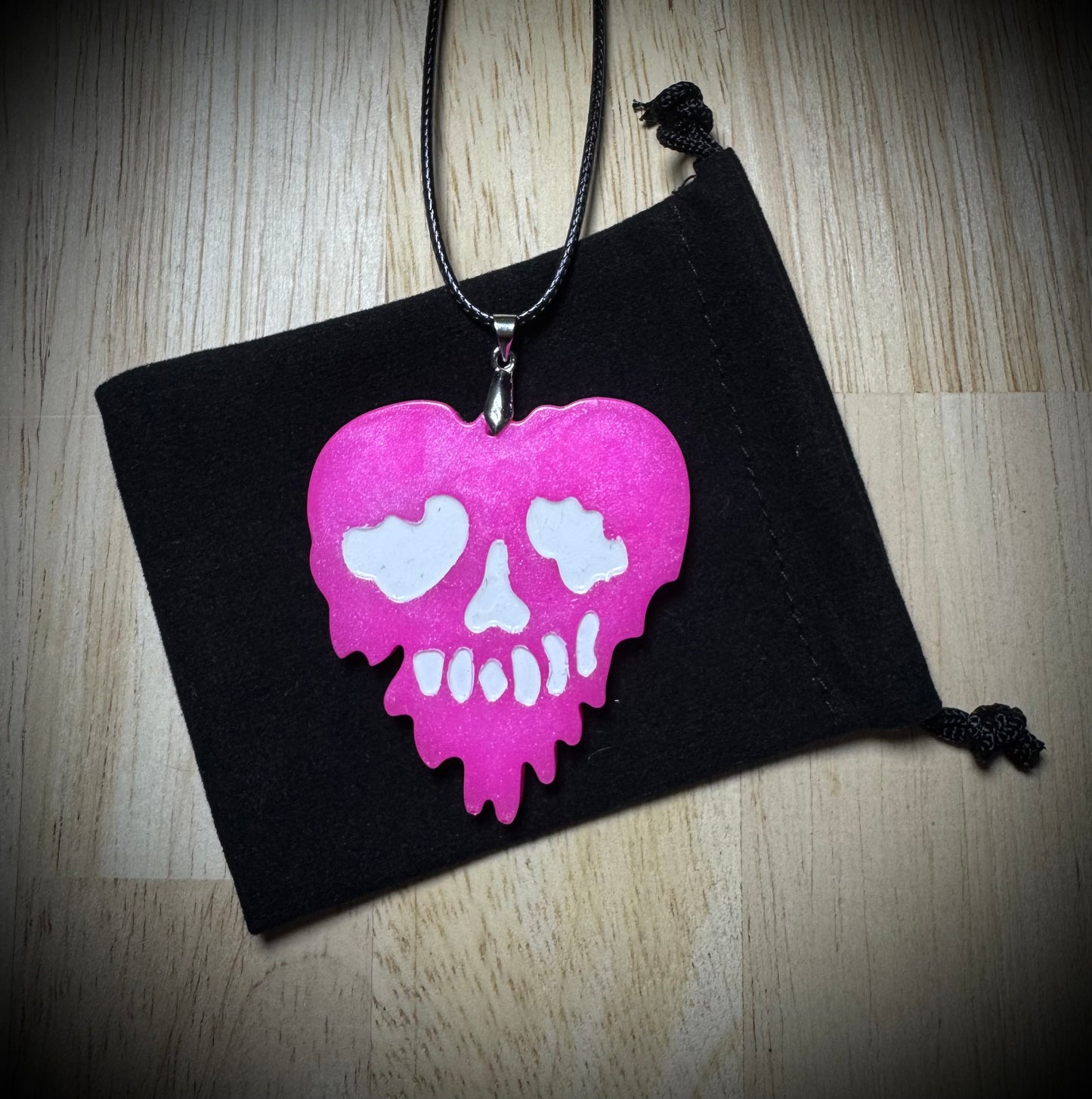 Pink Drip Skull Necklace