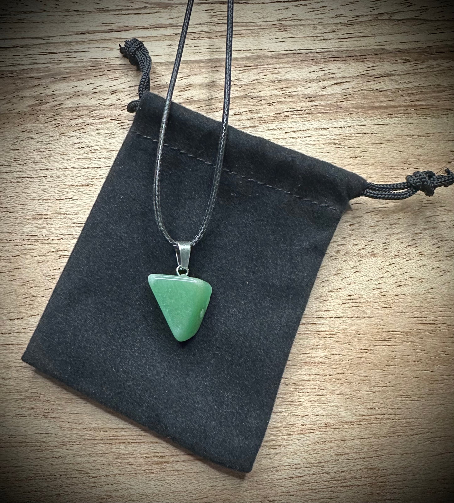 Green Aventurine Black Corded Necklace