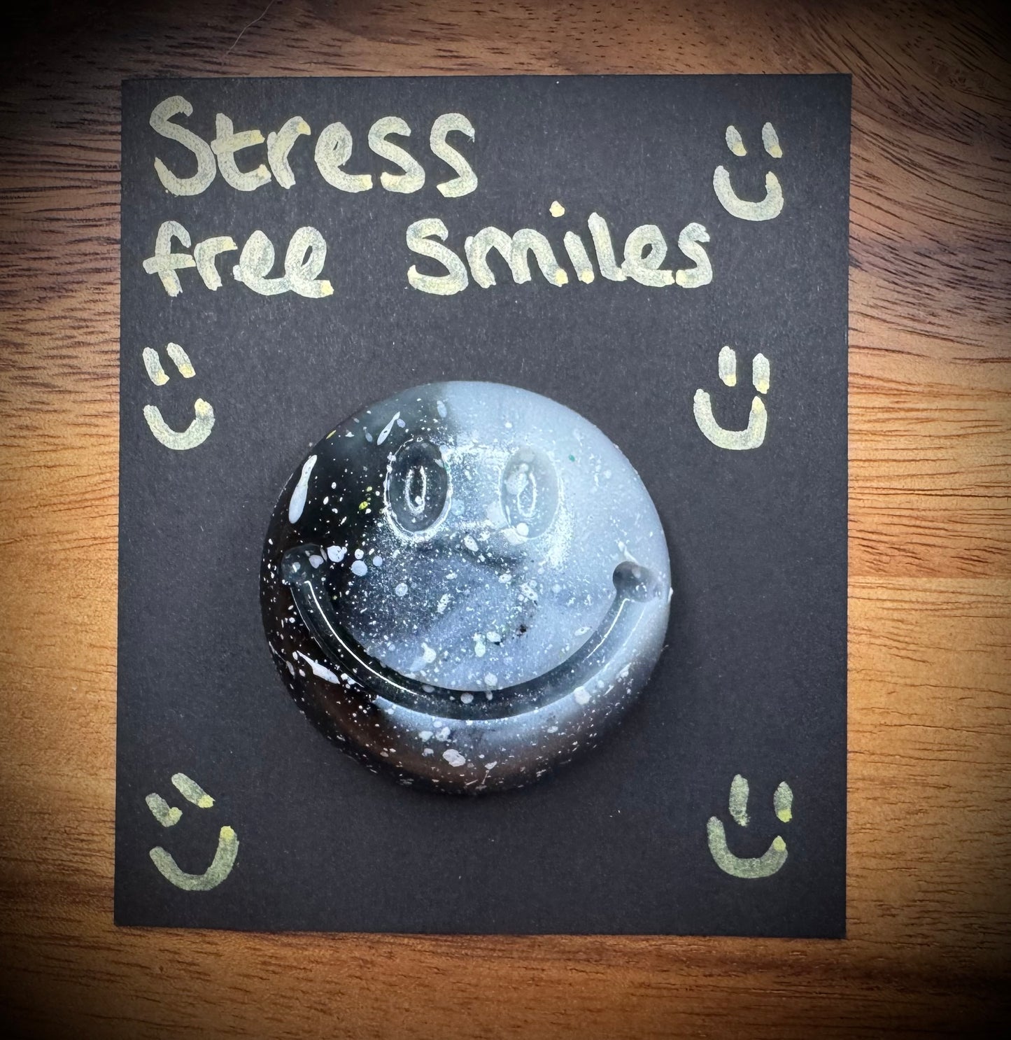 Black And White Resin Stress Free Smiley