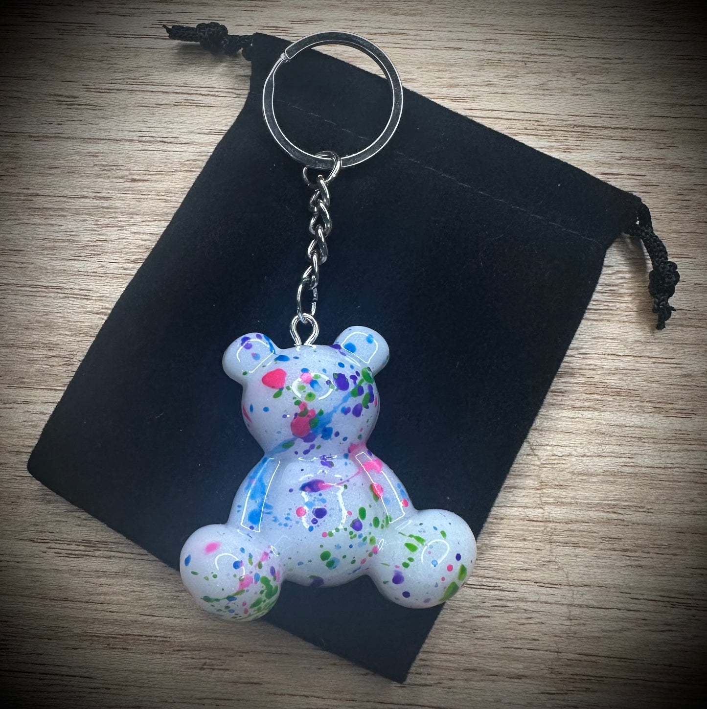 Small- Pearl Tone Resin Bear Cling Buddy Keyring