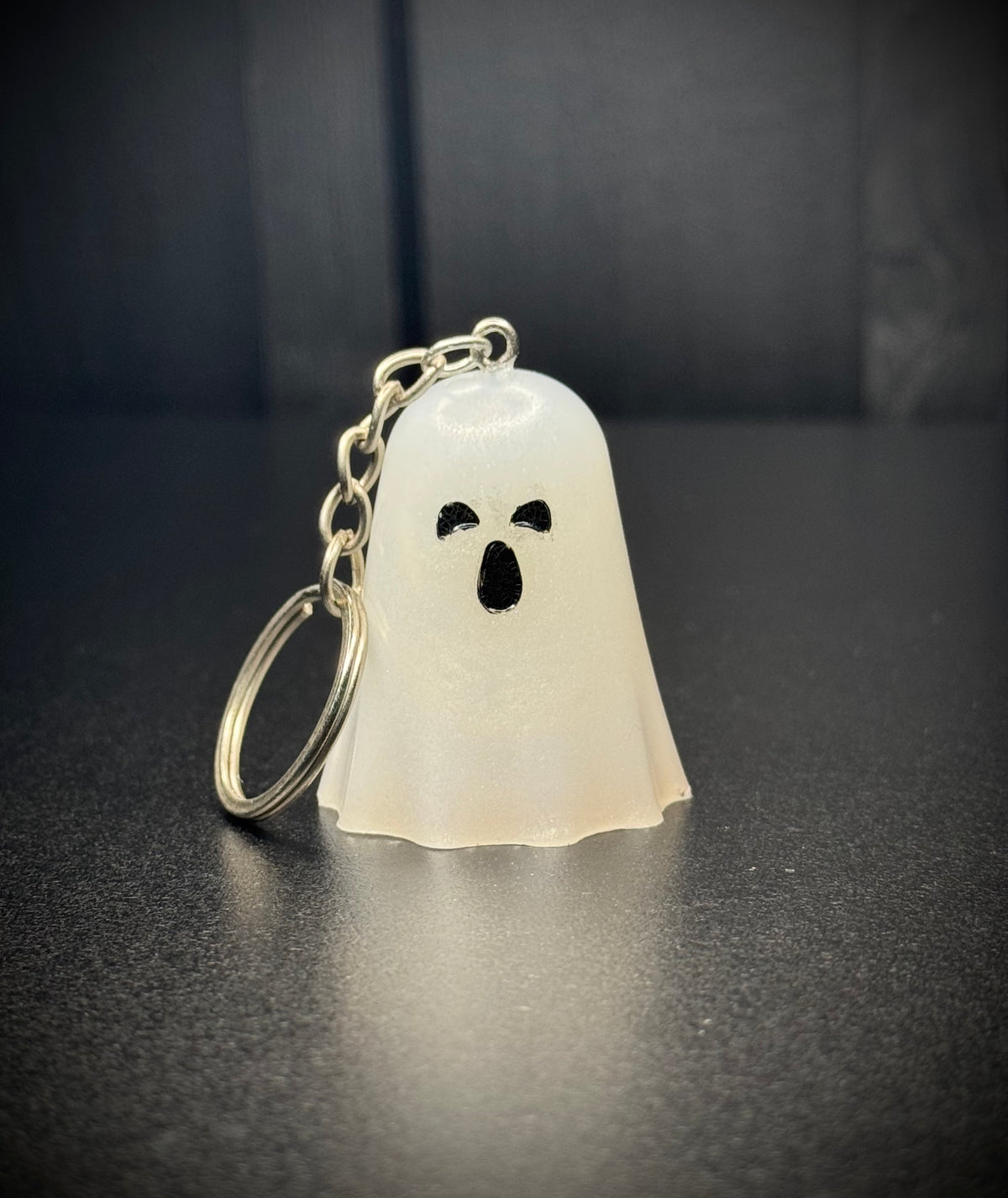 White & Black Resin Ghost Keyring