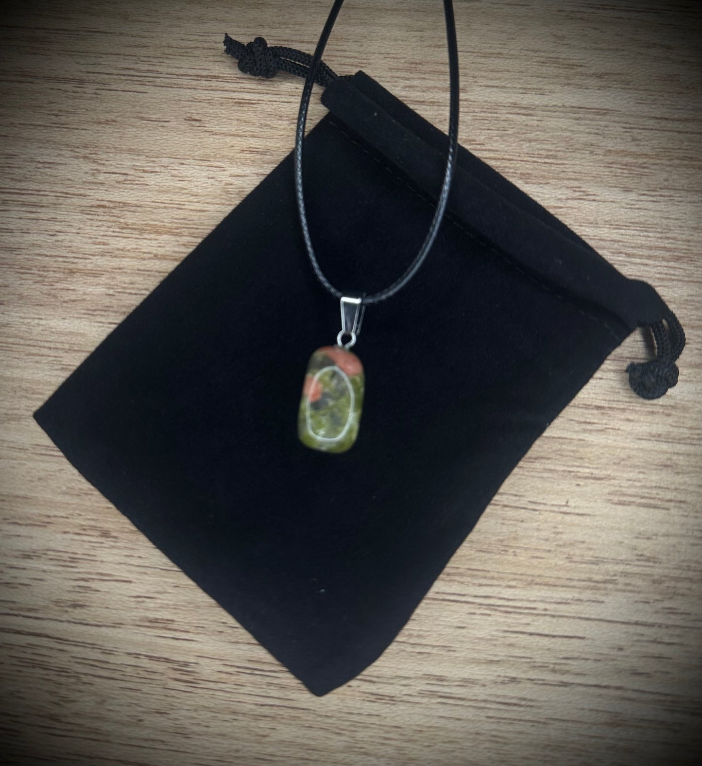 Unakite Black Corded Necklace