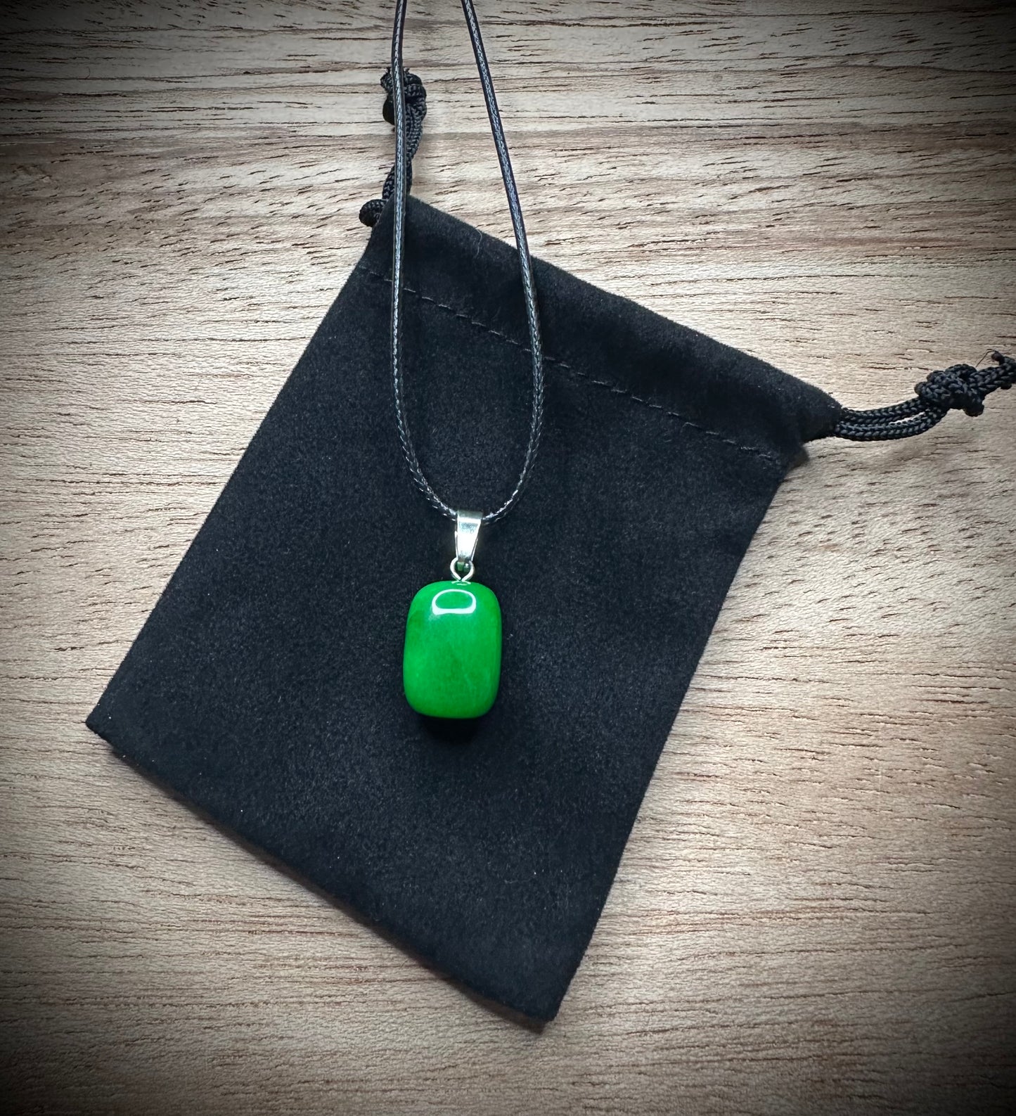 Green Chalcedony Black Corded Necklace