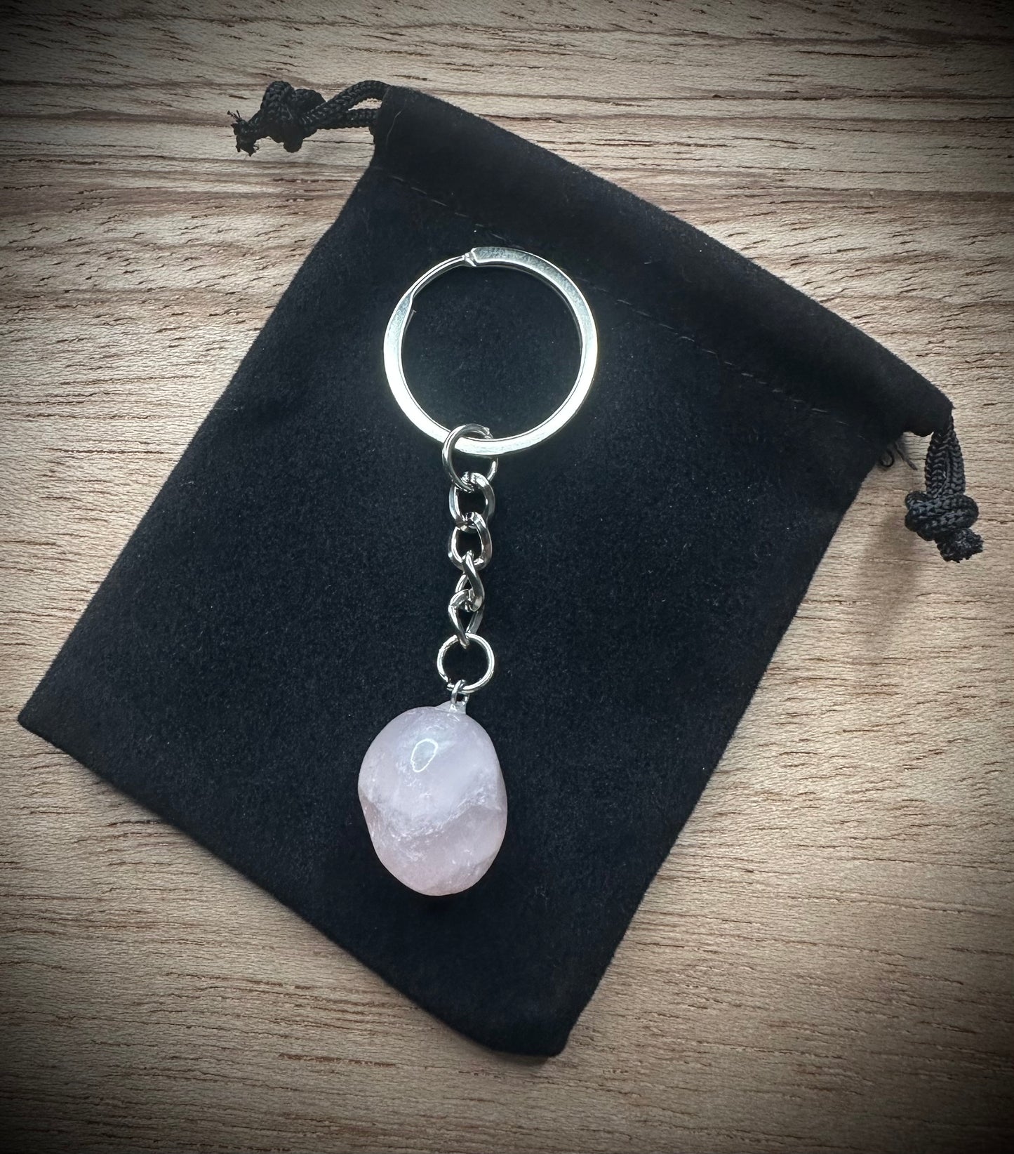 Rose Quartz Stone Keyring