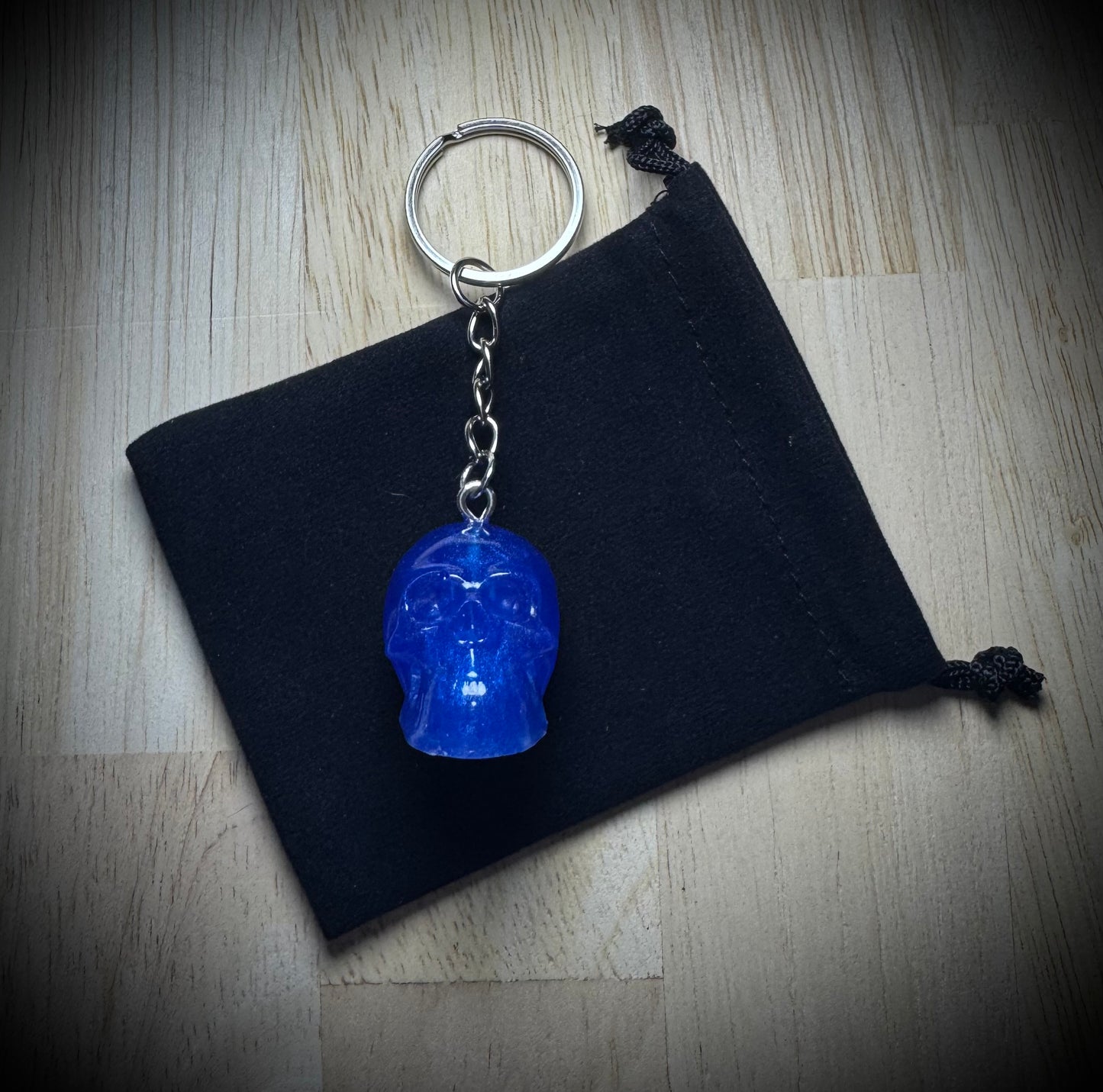 Blue Resin Skull Keyrings