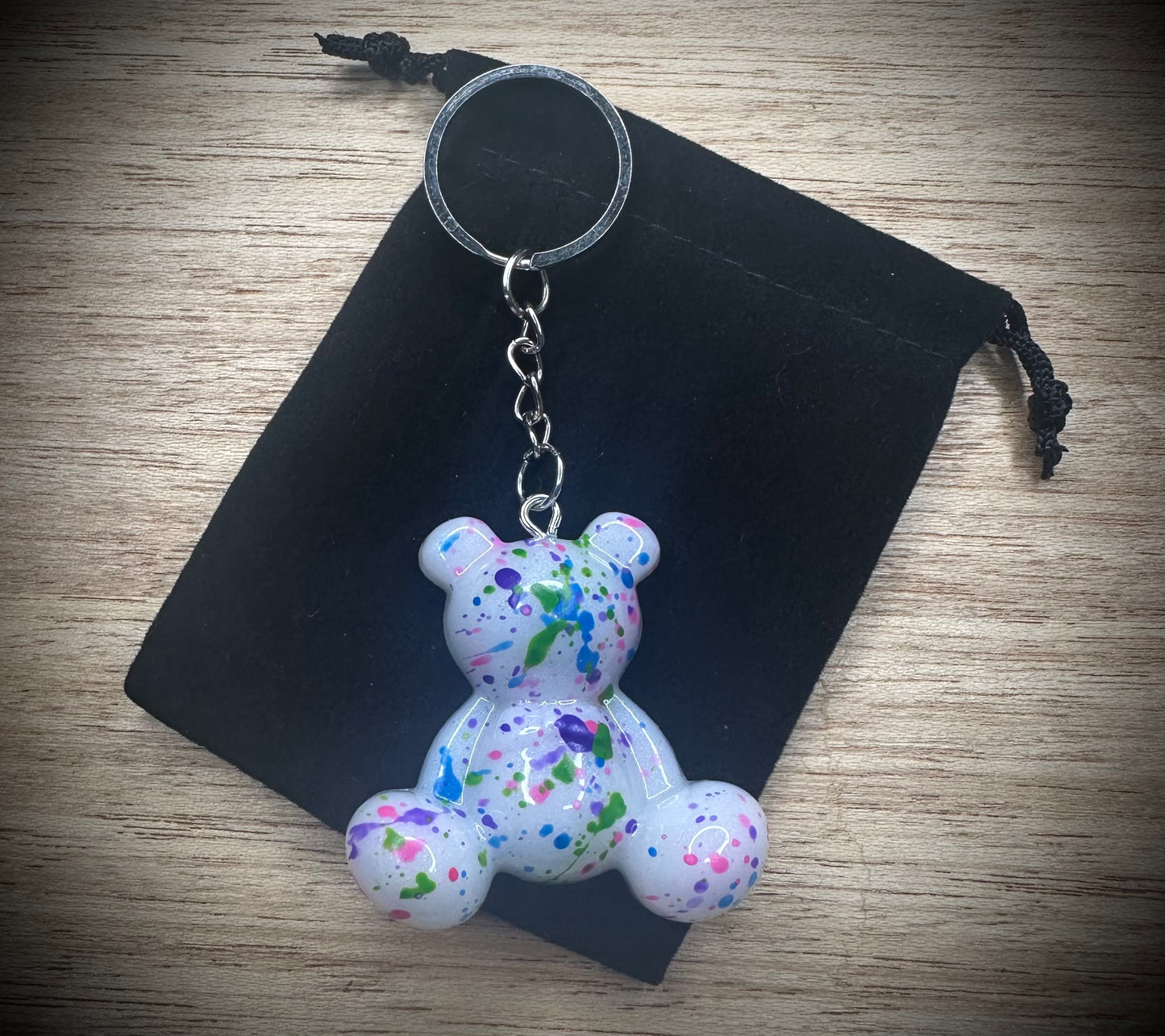 Small- Pearl Tone Resin Bear Cling Buddy Keyring