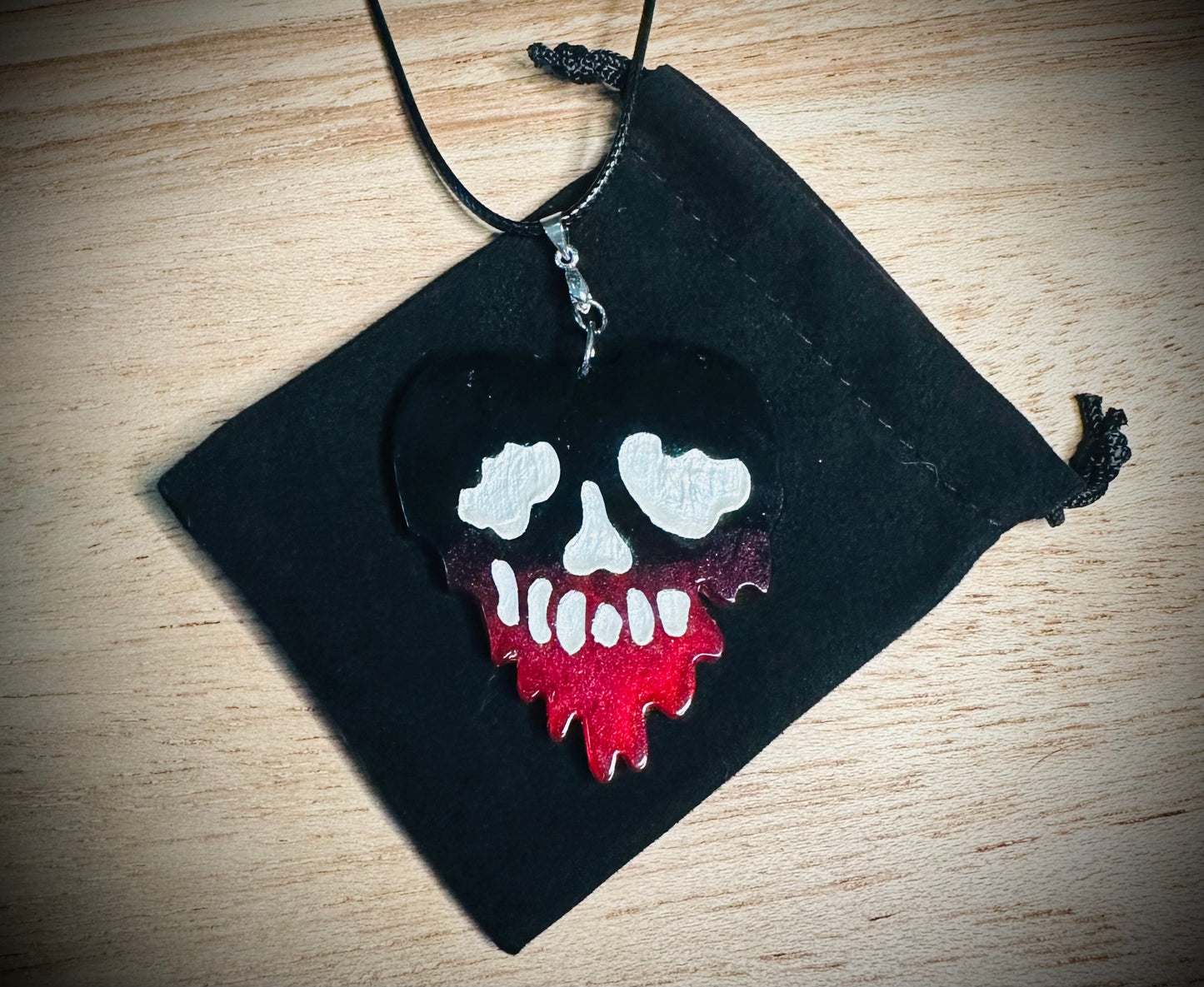 Red/Black/White Drip Skull Necklace