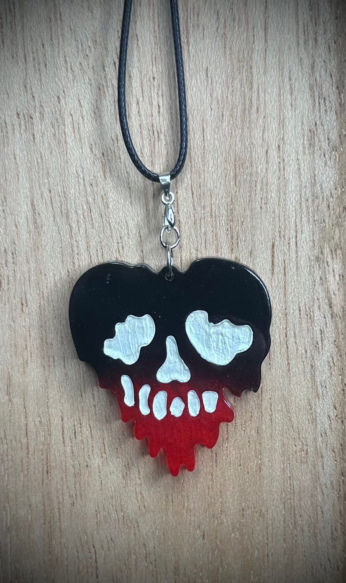Red/Black/White Drip Skull Necklace