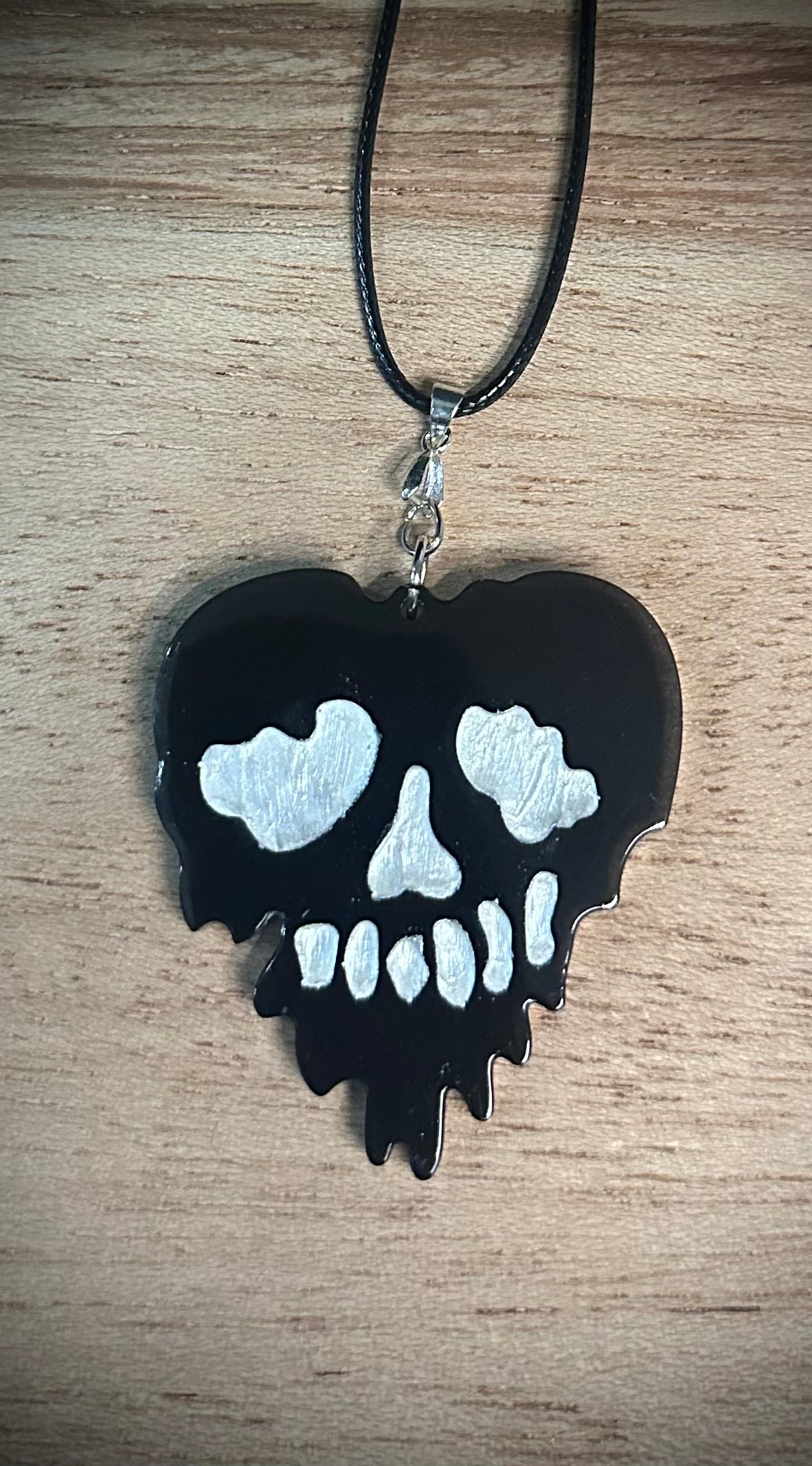 Black Drip Skull Necklace