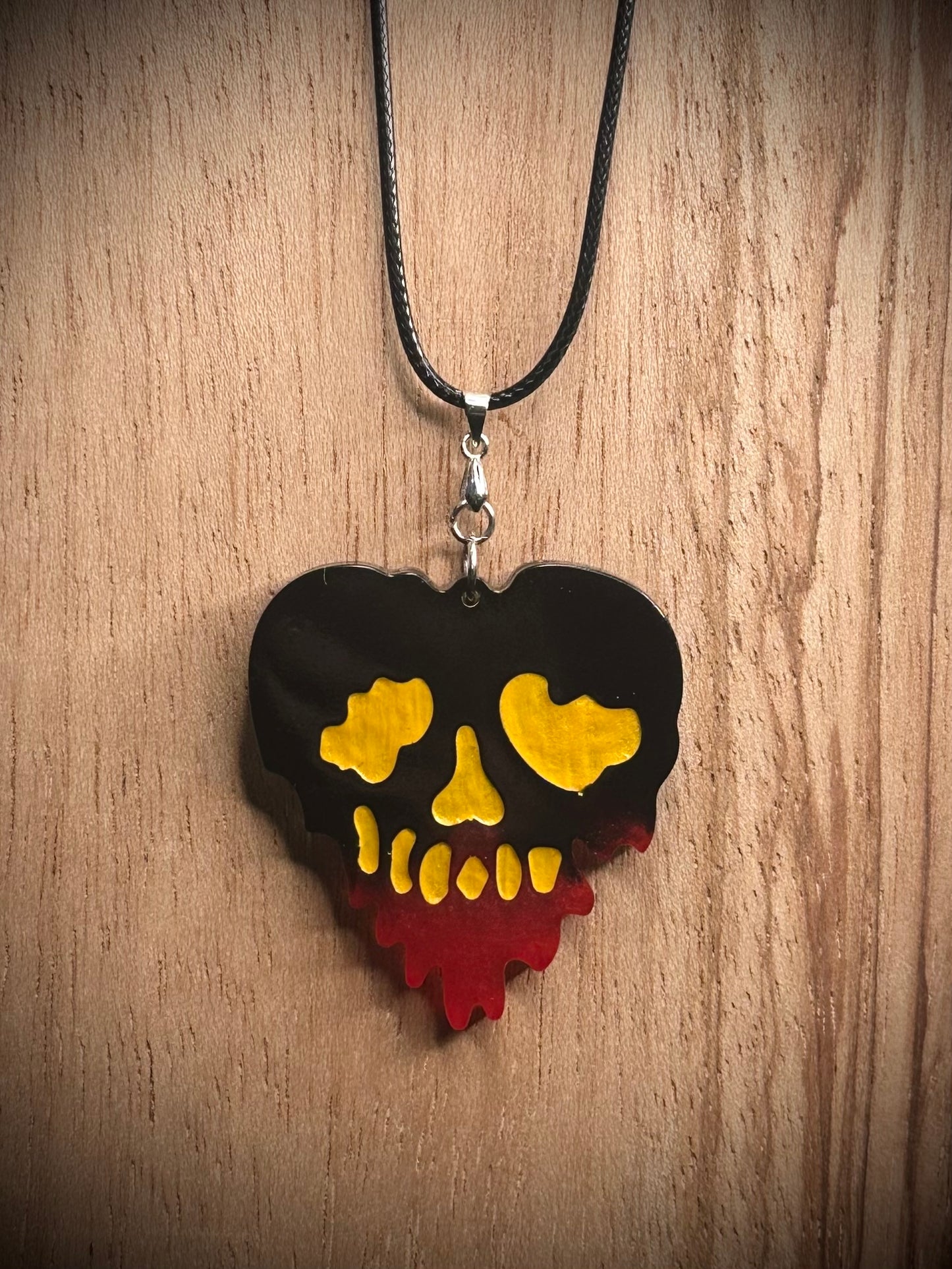 Red/Black/Yellow Drip Skull Necklace
