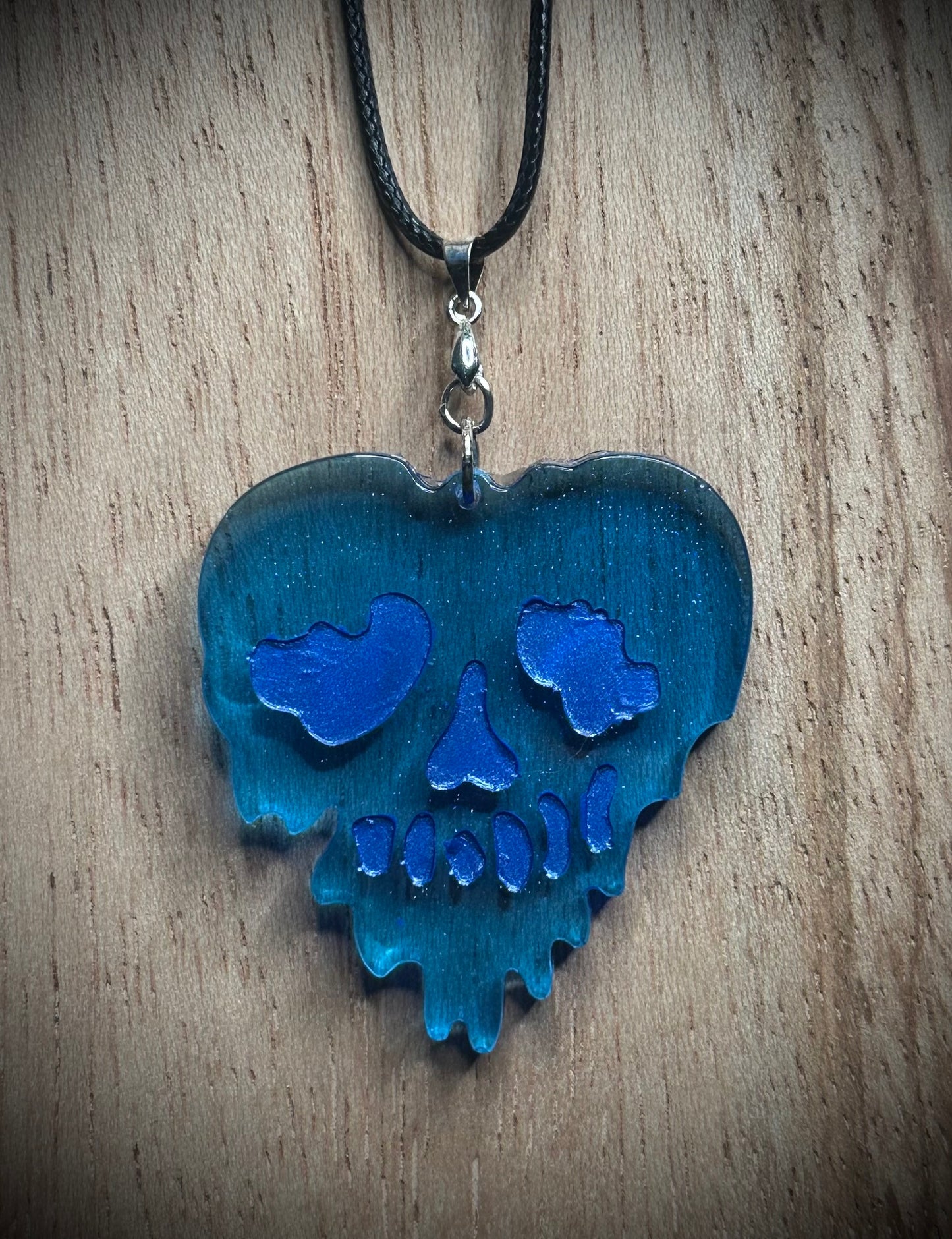 Blue Drip Skull Necklace