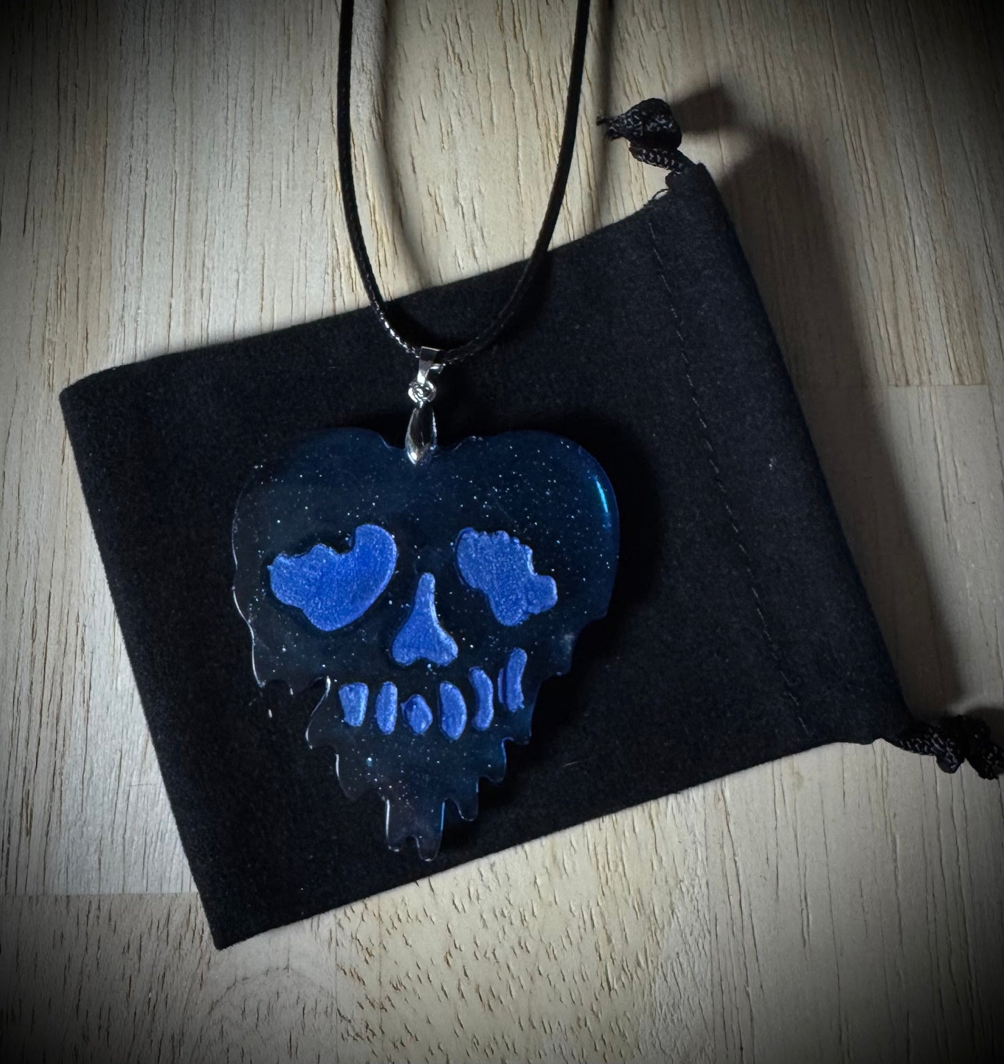 Blue Drip Skull Necklace
