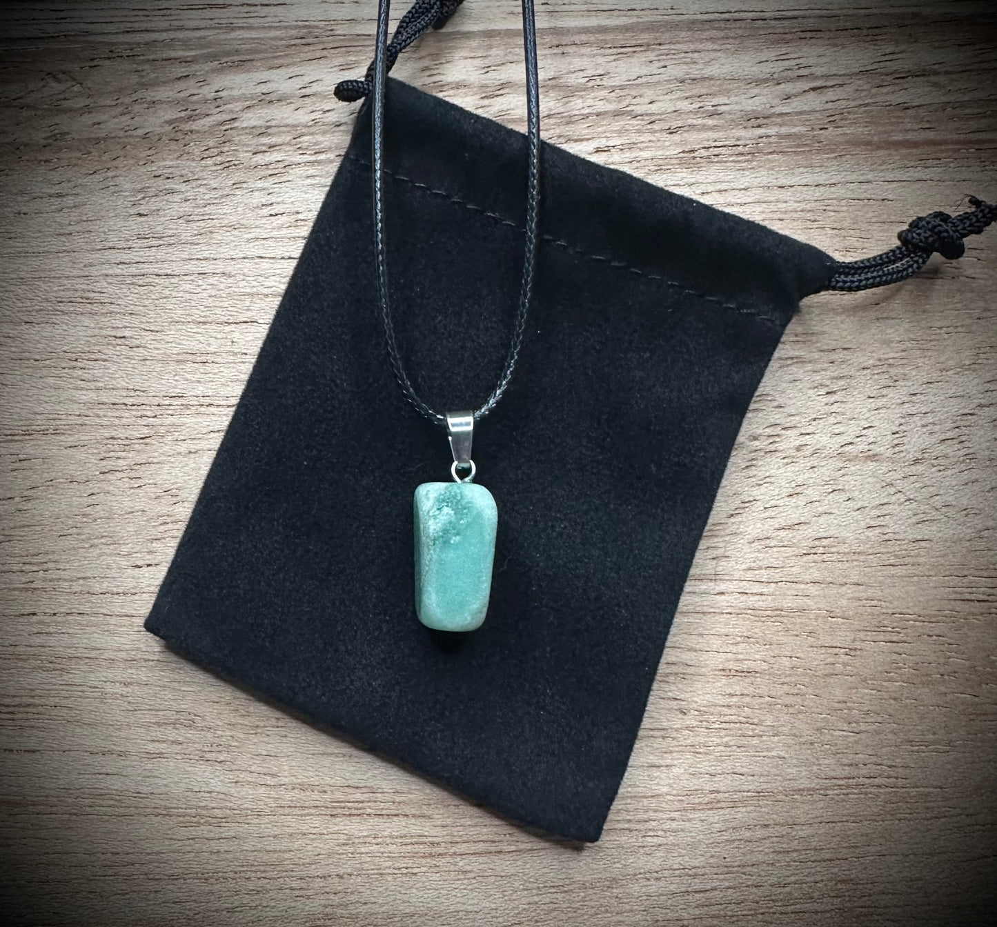 Green Aventurine Black Corded Necklace