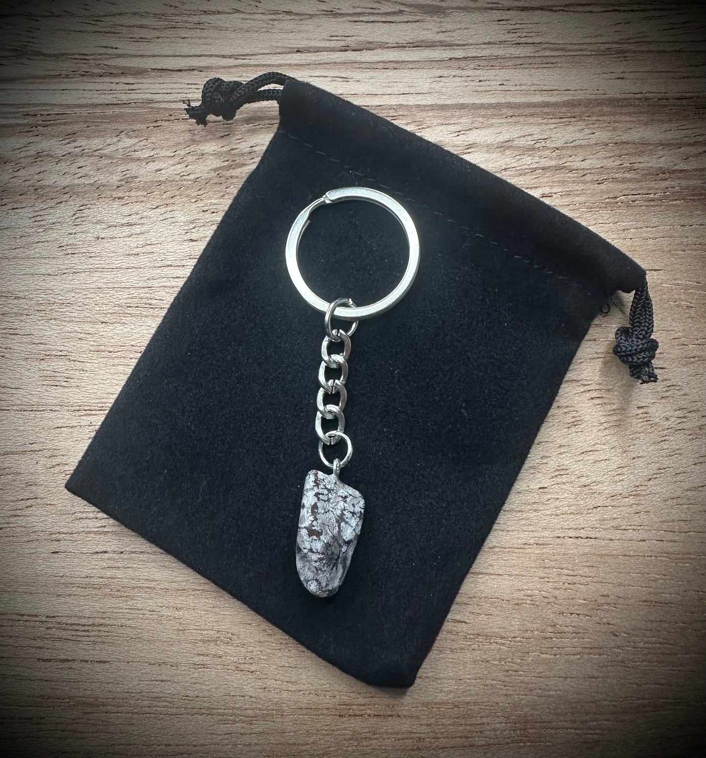 Snowflake Obsidian Stone Keyring