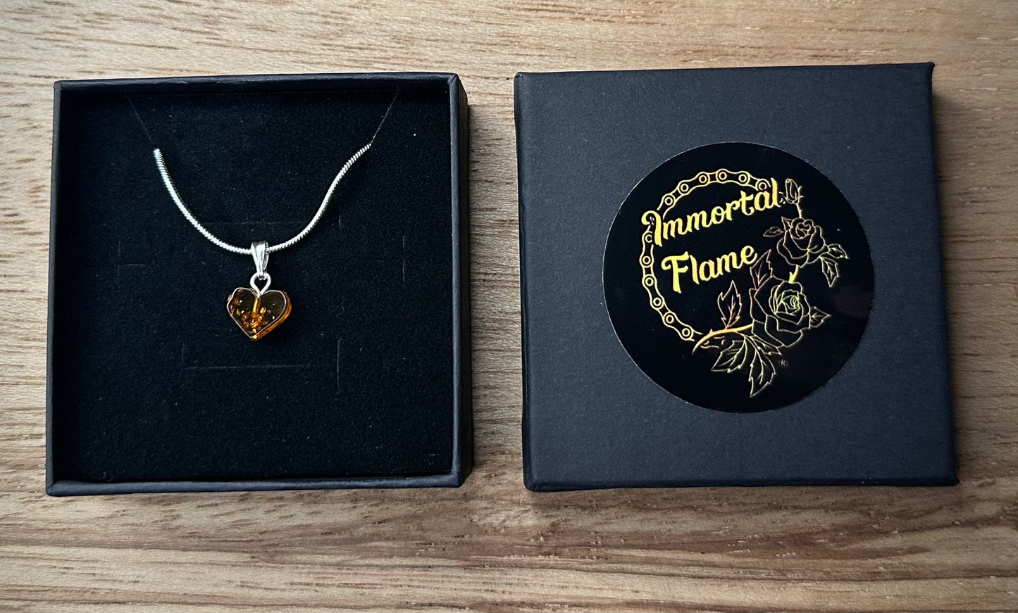 Hand Carved Baltic Amber Sterling Silver Necklace
