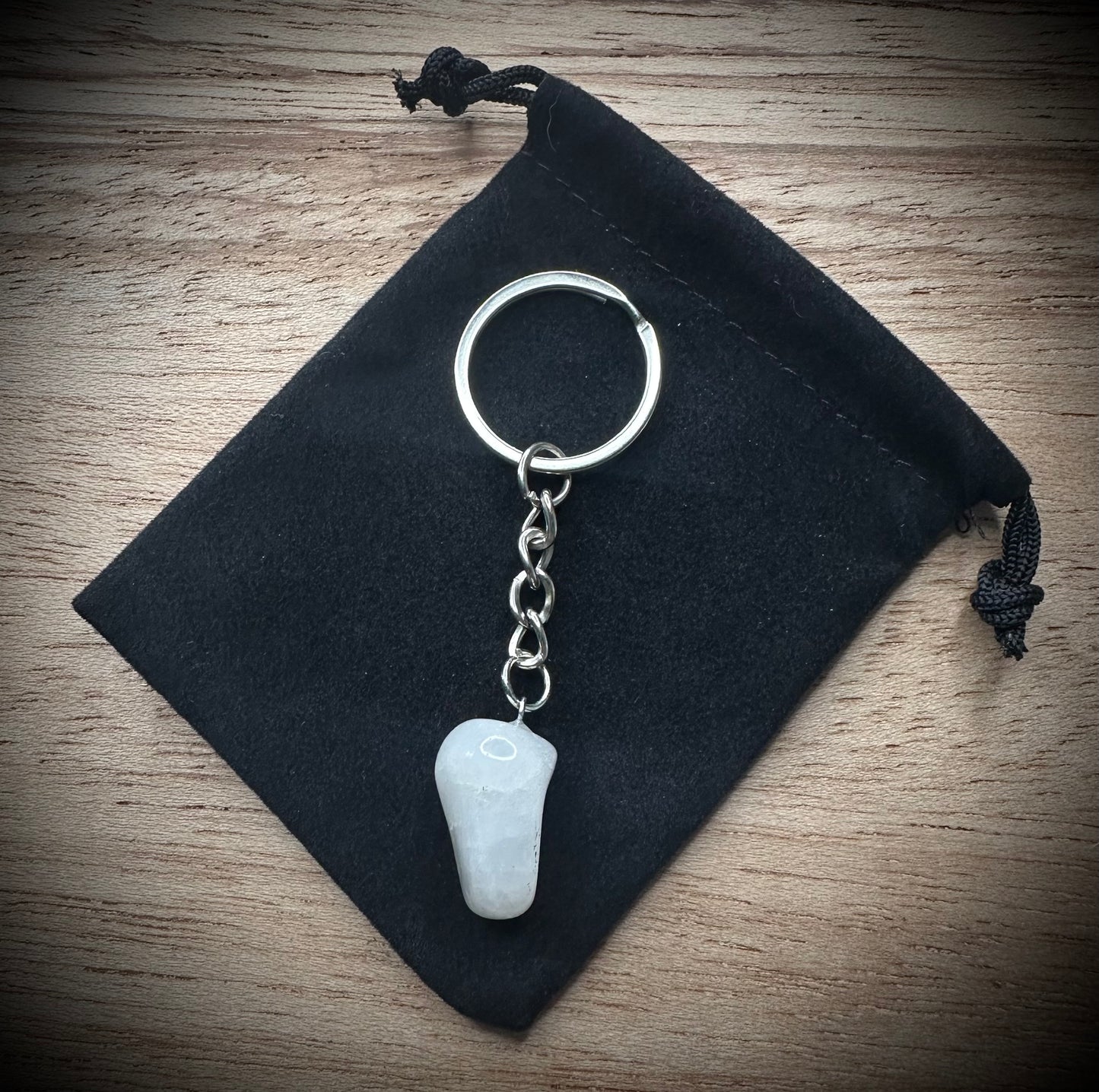 Milky Quartz Stone Keyring