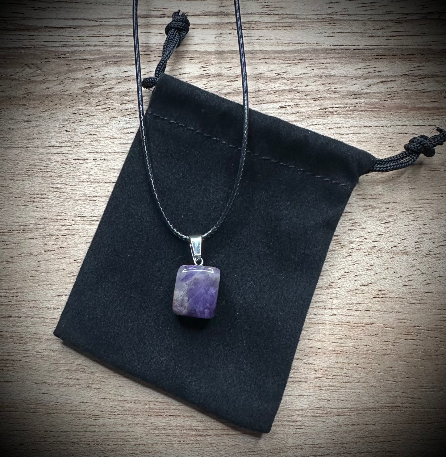 Amethyst Black Corded Necklace