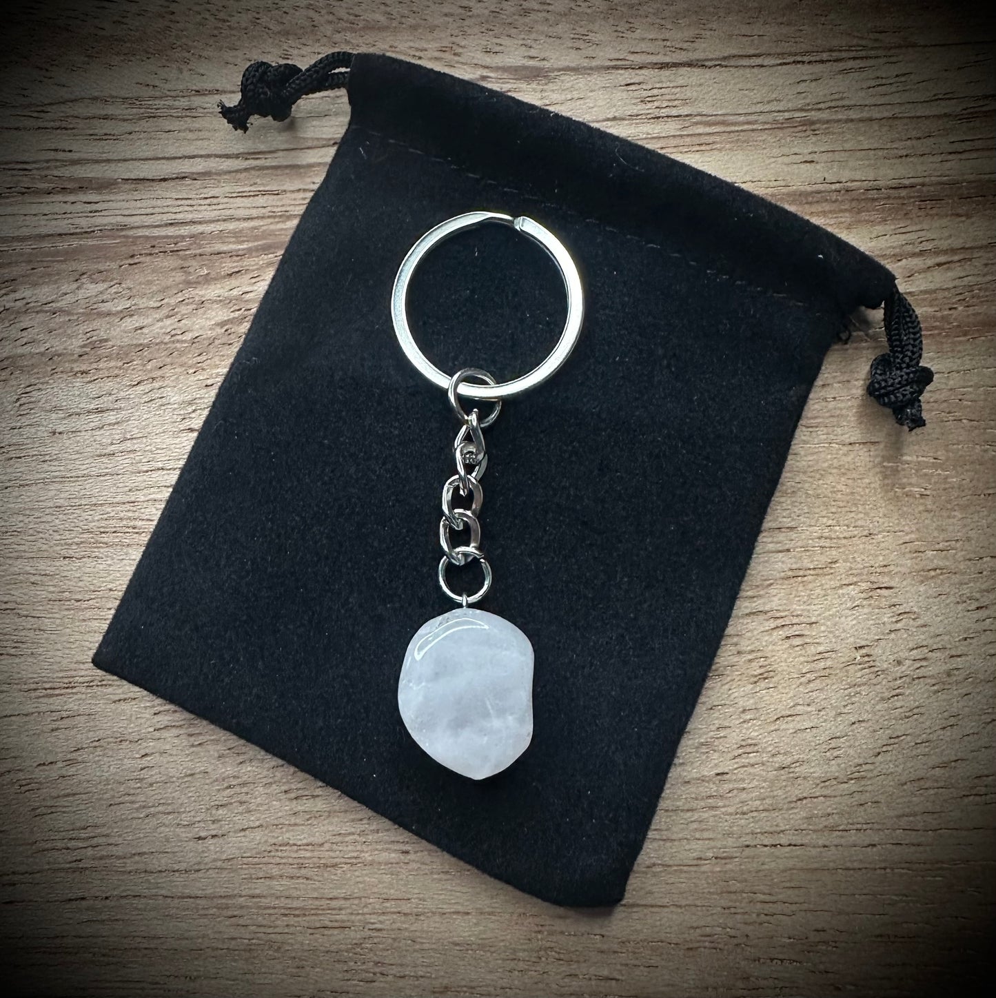 Milky Quartz Stone Keyring