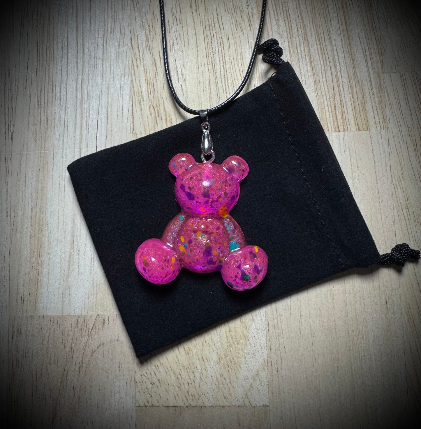 Pink Fleck Resin Cling Buddy Necklace