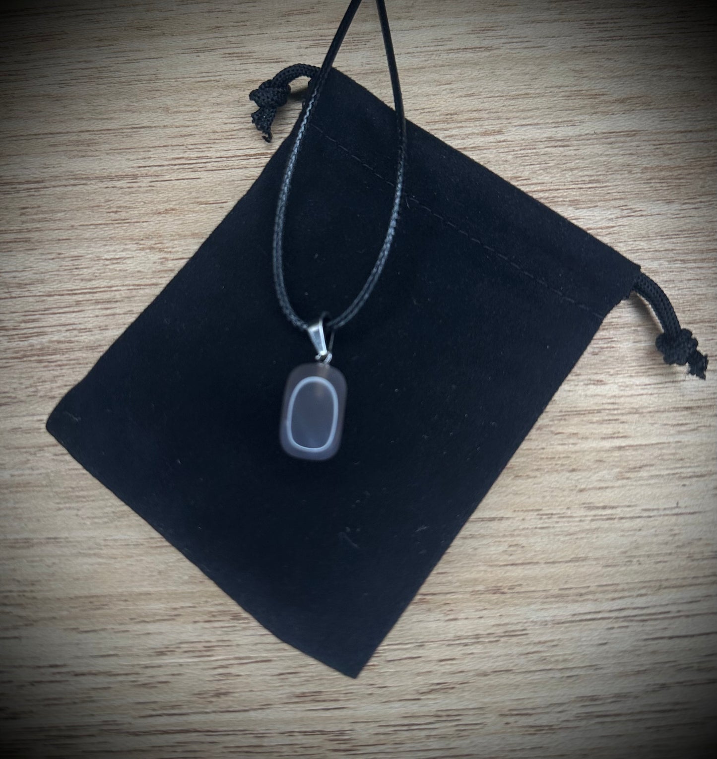 Blue Chalcedony Black Corded Necklace