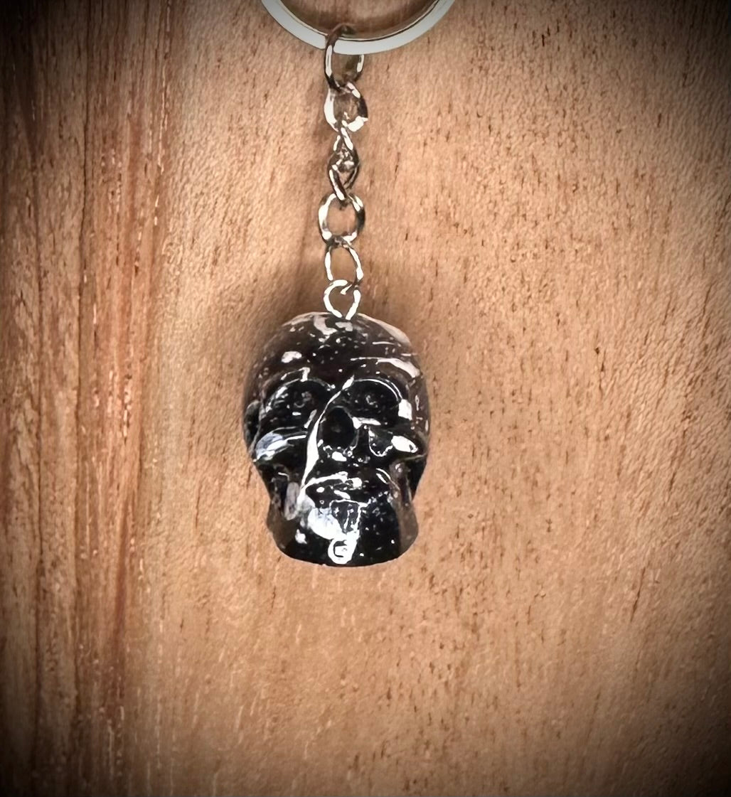 Black and White Splash Skull Keyring