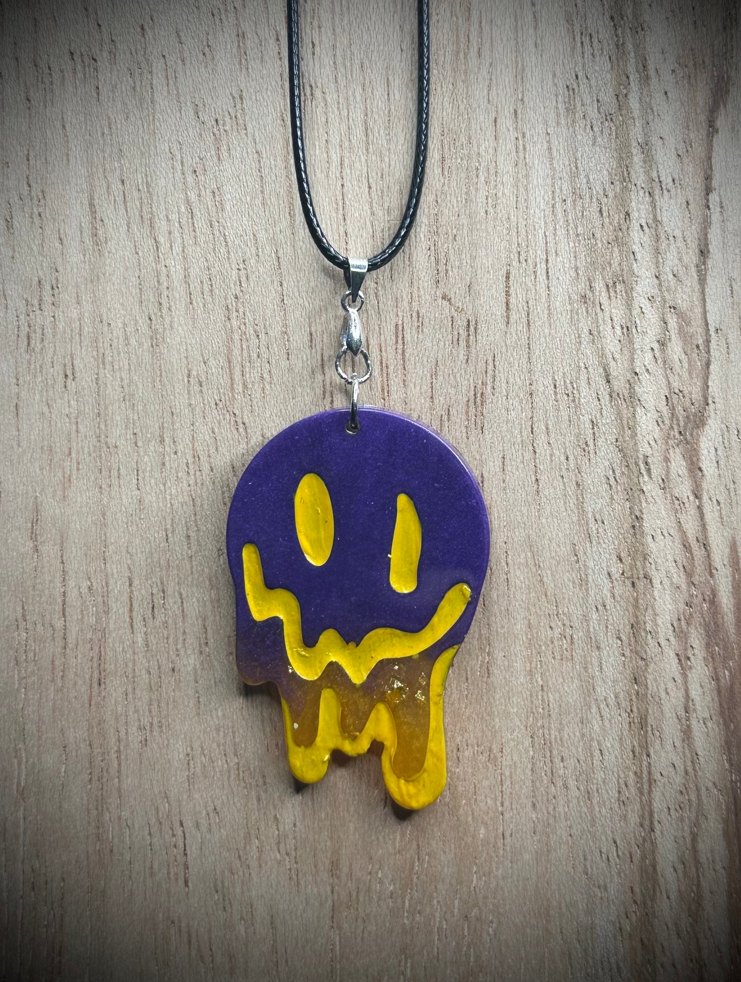 Purple/Gold Drip Face Necklace