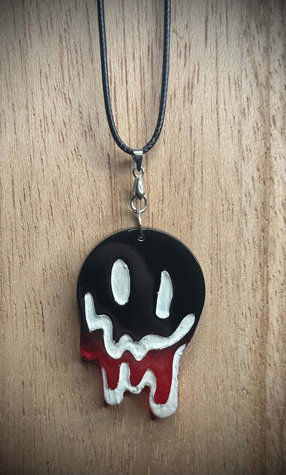 Black/Red/White Drip Face Necklace
