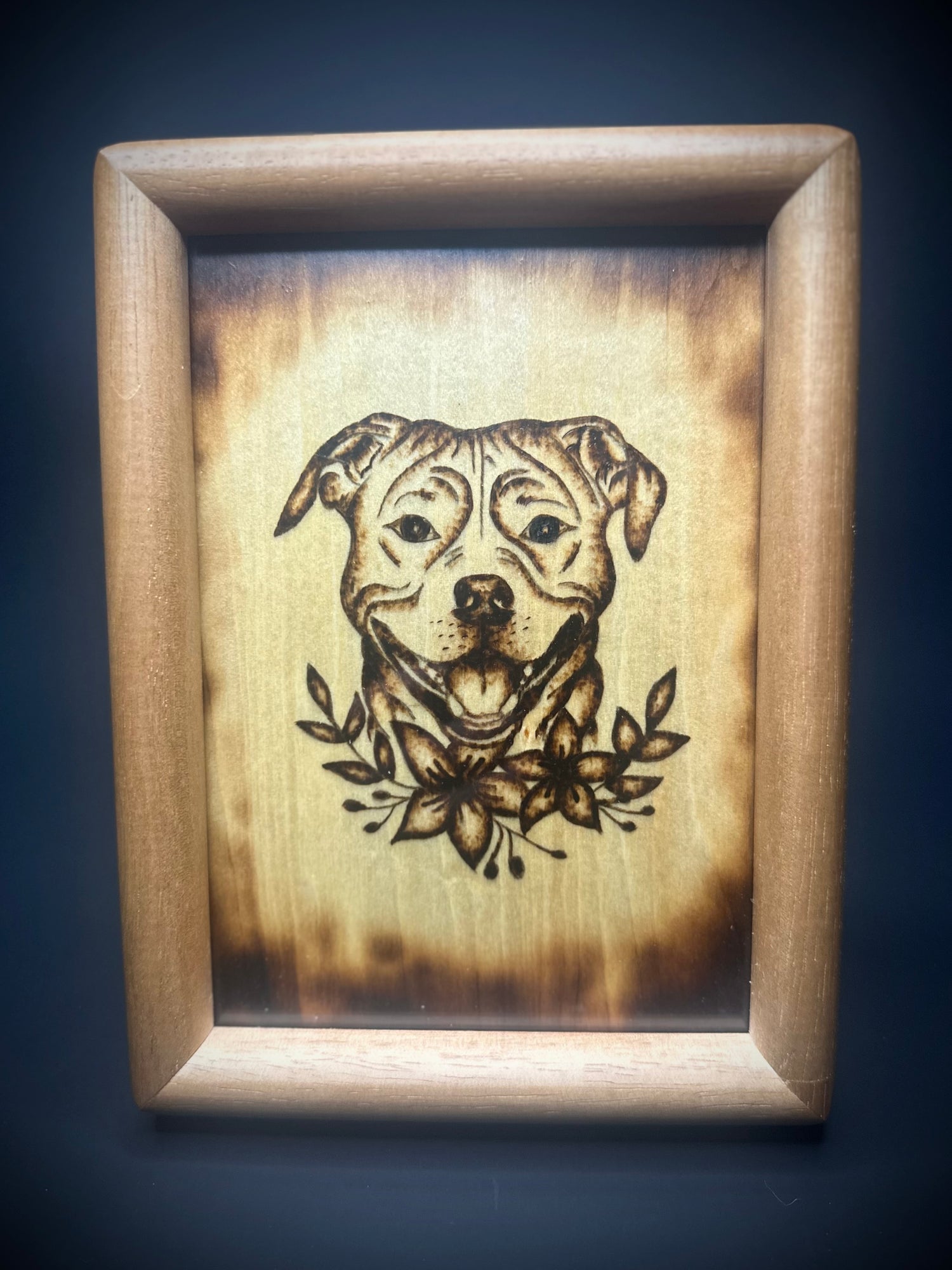 Framed Wood Burnt Art