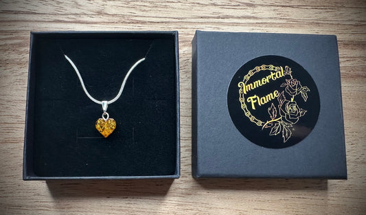 Hand Carved Baltic Amber Sterling Silver Necklace