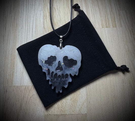 Black/White Drip Skull Necklace