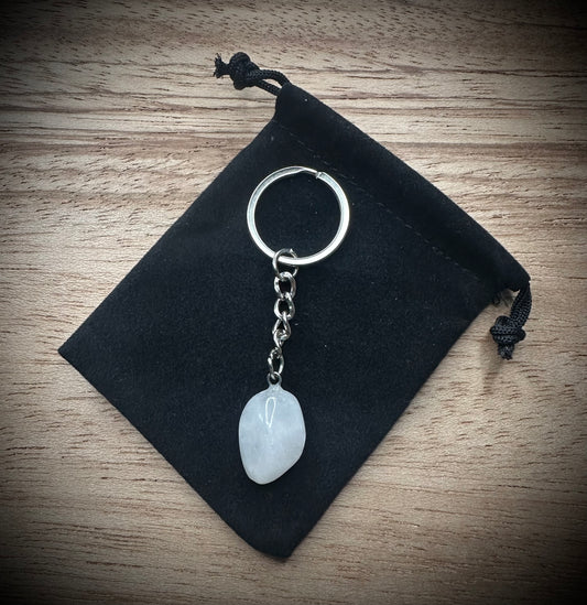 Milky Quartz Stone Keyring