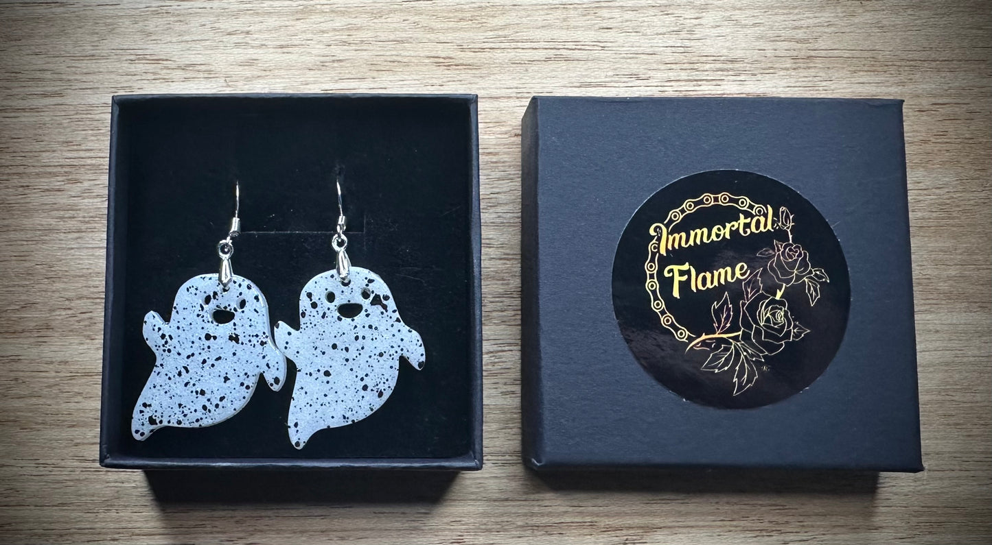 Happy Fleck Ghost Sterling Silver Earrrings