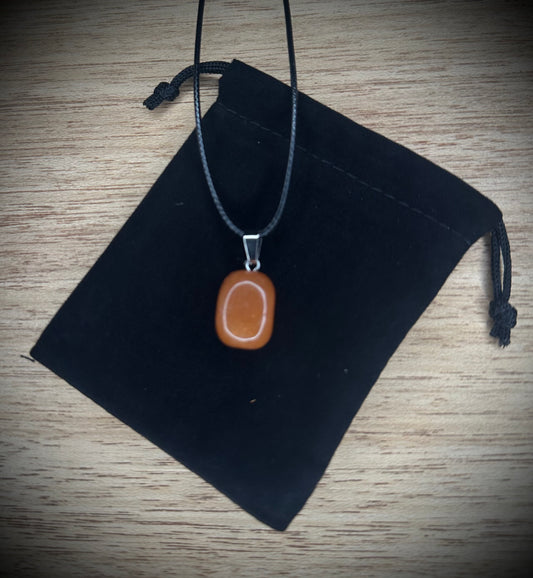 Carnelian Agate Black Corded Necklace