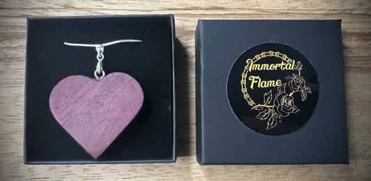 Purple Heart Hand Carved Sterling Silver Necklace