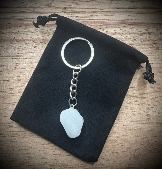 Milky Quartz Stone Keyring