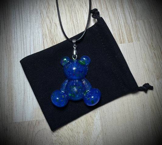 Blue Fleck Resin Cling Buddy Necklace