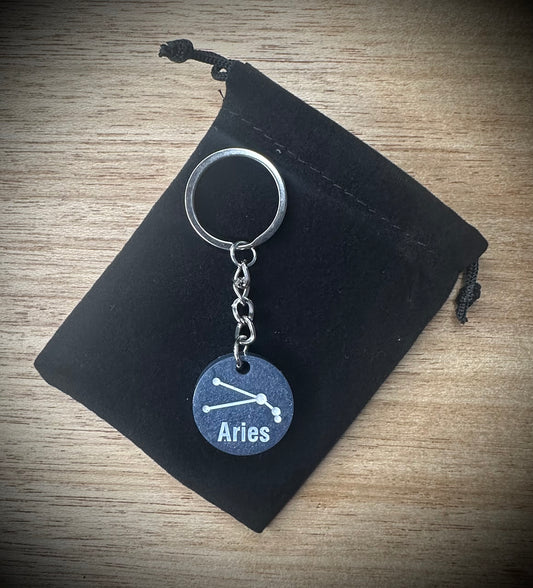 Purple Aries - Star Sign Resin Keyring