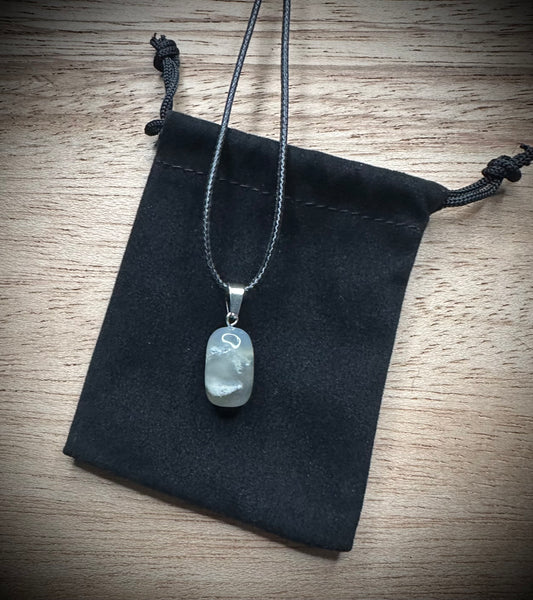 Moss Agate Black Corded Necklace
