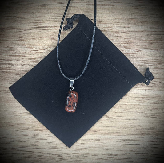 Mahogany Obsidian Black Corded Necklace