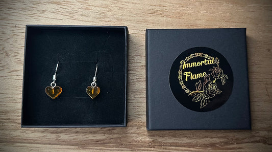 Hand Carved Baltic Amber Sterling Silver Earring Set